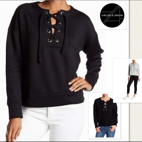 New! Super soft lace up sweatshirt 🍁 - Picture 1 of 5